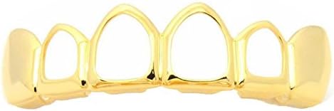 JINAO New Custom Fit 18K Gold Plated Vampire Four Open Face Gold Grillz Set