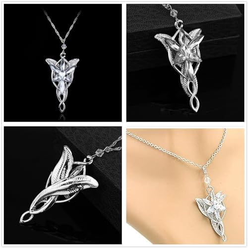 JinYu 3 Set Green Tree Leaf Enamel Pins Brooch Pendant Necklace Engraved Gold Tone The Ring Pendant Necklace For Fans Cosplay Costume Jewelry