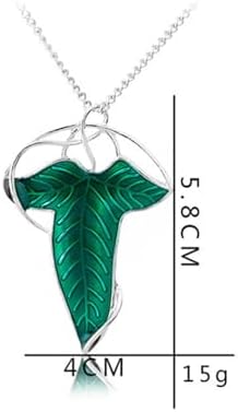 JinYu 3 Set Green Tree Leaf Enamel Pins Brooch Pendant Necklace Engraved Gold Tone The Ring Pendant Necklace For Fans Cosplay Costume Jewelry