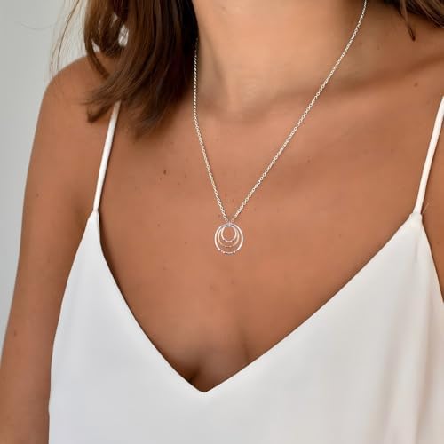 Jojomina Mixed Metal Gold And Silver Two Tone Necklace For Women Hammered Circle Hoop Pendnat Necklaces Jewelry Trendy