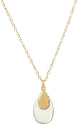 Jojomina Mixed Metal Necklace Gold and Silver Two Tone Jewelry for Women Dainty Teardrop Pendant Necklaces for Mom