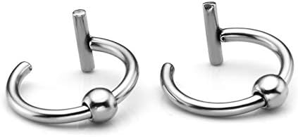 Jovivi 2 Pairs 16g Stainless Steel Fake Lip Ear Nose Stud Ring Clip On Cartilage Non Piercing Rings Hoop Gothic