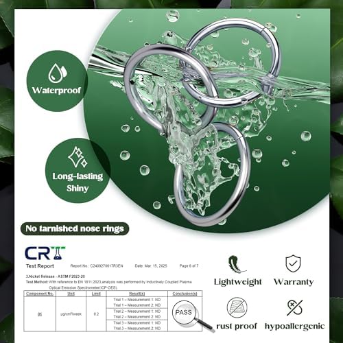 Jstyle 8Pcs 18G Stainless Steel Hinged Clicker Segment Nose Ring Hoop Piercing For Men Women Cartilage Daith Tragus Sleeper Earrings Improved Clasp 6-12MM