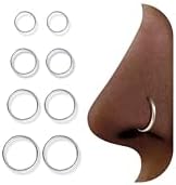 Jstyle 8Pcs 18G Stainless Steel Hinged Clicker Segment Nose Ring Hoop Piercing for Men Women Cartilage Daith Tragus Sleeper Earrings Improved Clasp 6-12MM