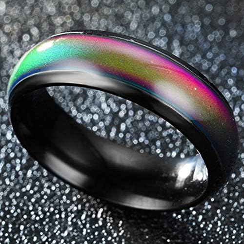 Jude Jewelers 4mm Stainless Steel Temperature Sensative Color Changing Wedding Band Mood Ring