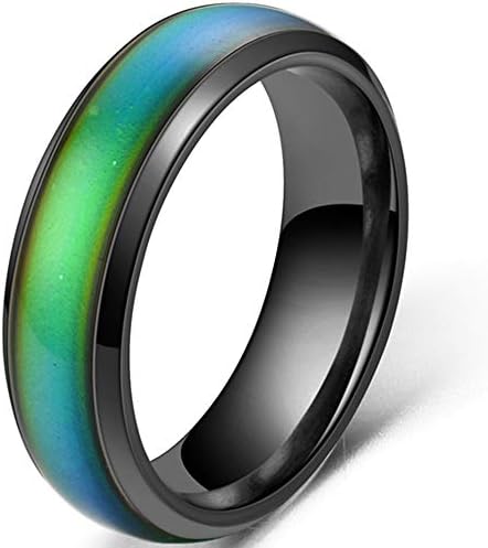 Jude Jewelers 4mm Stainless Steel Temperature Sensative Color Changing Wedding Band Mood Ring