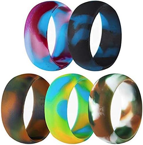 Jude Jewelers 5 Pack Size 4-15 Rubber Silicone Rings Flexible Outdoor Wedding Engagement