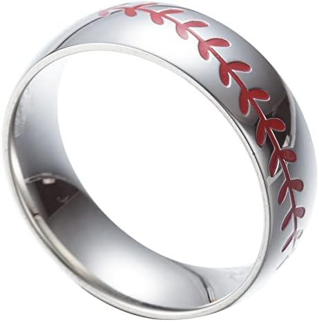 Jude Jewelers 8MM Stainless Steel Sports Baseball Ring Domed Style Simple Plain Wedding Band