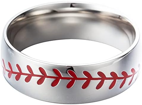 Jude Jewelers 8MM Stainless Steel Sports Baseball Ring Domed Style Simple Plain Wedding Band