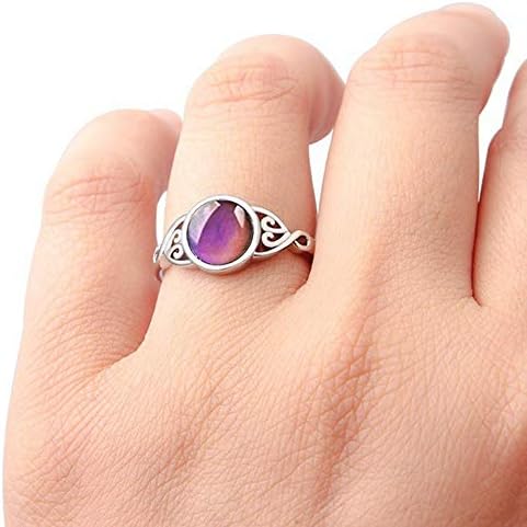 Jude Jewelers Round Shape Simulated Moon Stone Color Changing Mood Ring
