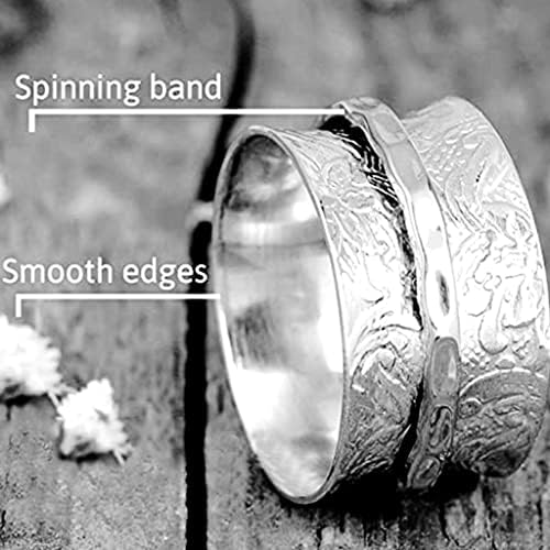 Jude Jewelers Stainless Steel Floral Pattern Chunky Size Rotating Spinner Band Ring