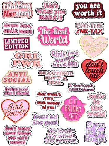 Kacctyen 23 Pcs Enamel Pins Bulk Inspirational Lapel Pin Alloy Brooches Backpack Badges Brooch Employee of The Month Lapel Decor for Backpacks Jackets Hats Kids Girls