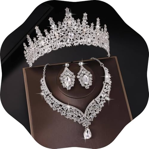 Kamirola Tiaras and Crowns for Women Tiaras Earrings Necklace Crystal Bridal Jewelry Set Costume Party Halloween Prom Pageant Jewelry for Women (TR28)