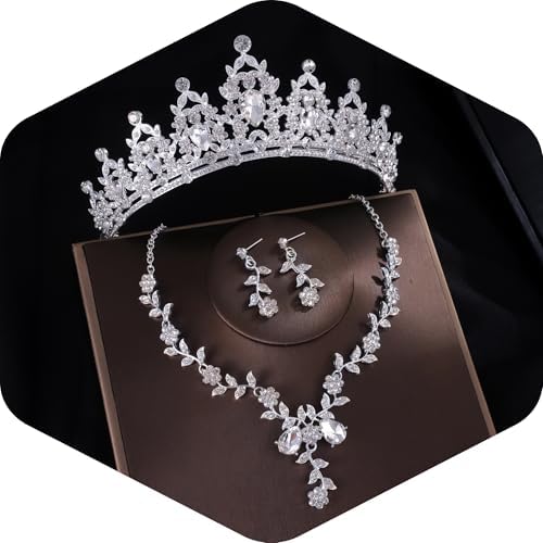 Kamirola Tiaras and Crowns for Women Tiaras Earrings Necklace Crystal Bridal Jewelry Set Costume Party Halloween Prom Pageant Jewelry for Women(TR45)
