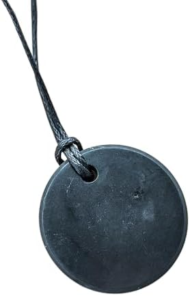 Karelian Heritage Round Shungite Pendant Authentic Shungite Stones Amulet Jewelry Necklace Defender Shield Protection Necklace Stone Chakra Healing Necklace Quantum Pendant