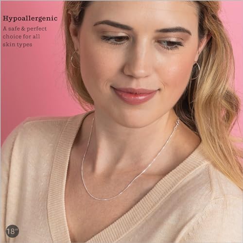 KEZEF 18k Gold Over Sterling Silver 1mm Box Chain Necklace Made In Italy 925 Sterling Silver Necklace For Women Rose Gold Chain For Women Men