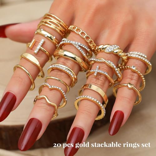 KISS WIFE Golden Silvery Black Kunckle Rings Set For Women Dainty Simple Trendy Cute Stackable Finger Rings Pack Perfect For Stacking Layering On Thumb And Knuckle Mixed Size Jewelry Gift