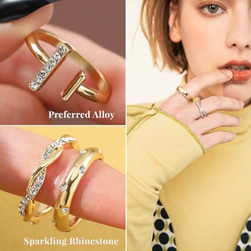 KISS WIFE Golden Silvery Black Kunckle Rings Set For Women Dainty Simple Trendy Cute Stackable Finger Rings Pack Perfect For Stacking Layering On Thumb And Knuckle Mixed Size Jewelry Gift