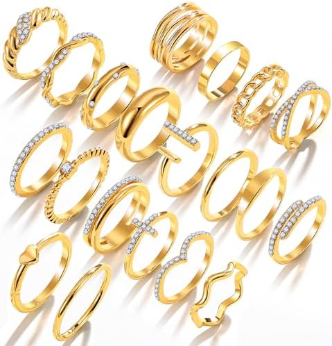 KISS WIFE Golden Silvery Black Kunckle Rings Set For Women Dainty Simple Trendy Cute Stackable Finger Rings Pack Perfect For Stacking Layering On Thumb And Knuckle Mixed Size Jewelry Gift