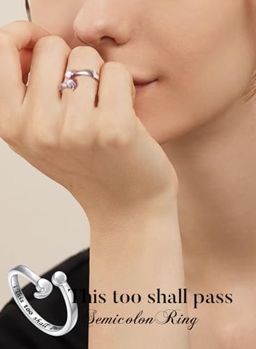 Ladytree My Story Isn't Over Yet Sterling Silver Semicolon Ring This Too Shall Pass Ring Jewelry Size 5-10