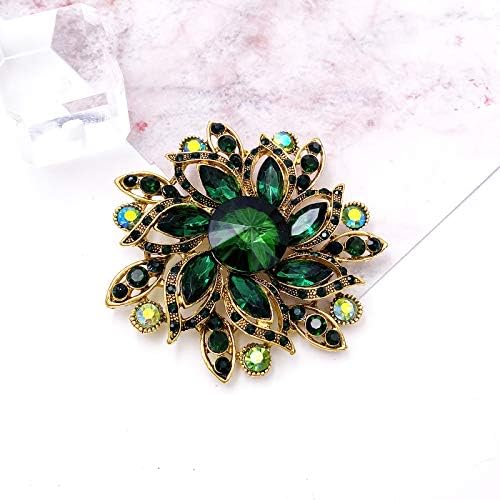 LAXPICOL Vintage Women's Austrian Crystal Elegant Flower Brooch Wedding Broach Pin