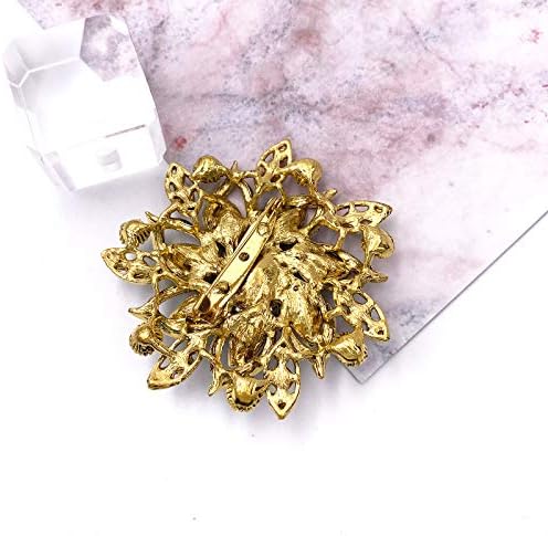 LAXPICOL Vintage Women's Austrian Crystal Elegant Flower Brooch Wedding Broach Pin