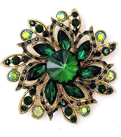 LAXPICOL Vintage Women's Austrian Crystal Elegant Flower Brooch Wedding Broach Pin