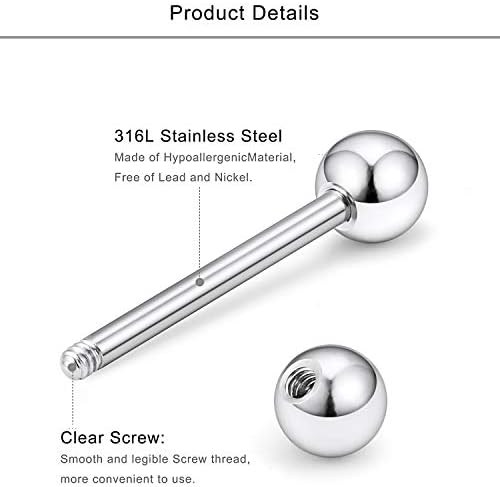 Lcolyoli 12-16 件 16G 14G 医用钢舌环乳头盾杠铃环杠铃环杆钳身体穿孔首饰男女适用