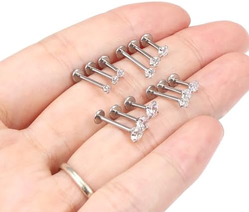 Lcolyoli 16G Tragus Labret Medusa Piercing Jewelry Internally Threaded Stainless Steel Conch Piercing Jewelry Monroe Lip Rings Different Size Cartilage Nail Helix Earring Stud Bar Length 6mm 8mm 10mm