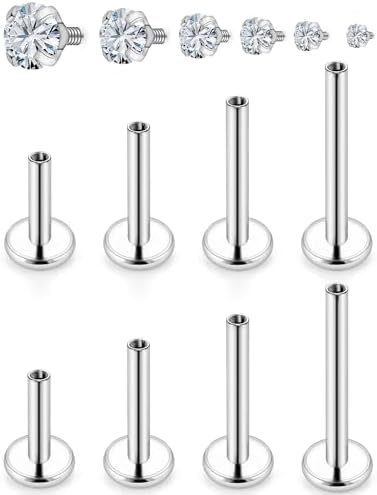 Lcolyoli Medusa Piercing Jewelry Stainless Steel Labret Jewelry Monroe Lip Rings Different Size Tragus Nail Conch Cartilage Helix Earring Stud Bar Length 6mm 8mm 10mm 12mm