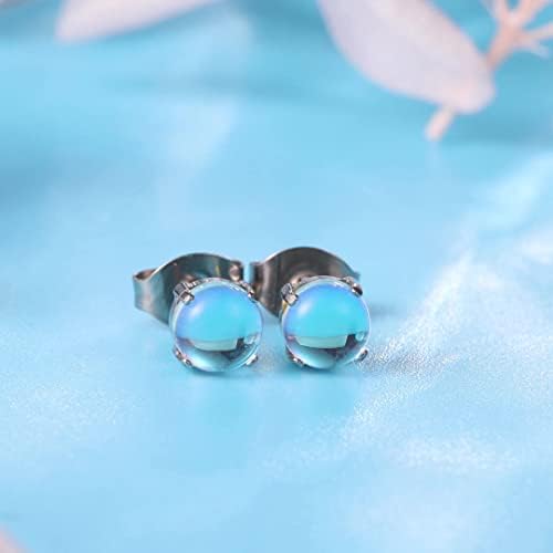 Limerencia G23 Hypoallergenic Pure Titanium Earrings Opal/Moonstone/Cat's Eye/Blue Turquoise Stud Earrings F136 Implant GradeDelicate Jewelry For Sensitive Ears