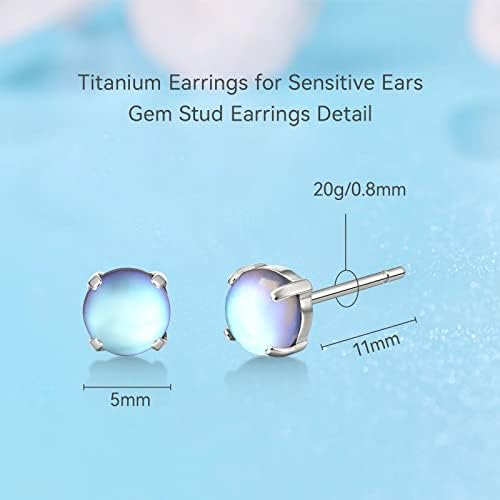 Limerencia G23 Hypoallergenic Pure Titanium Earrings Opal/Moonstone/Cat's Eye/Blue Turquoise Stud Earrings F136 Implant GradeDelicate Jewelry For Sensitive Ears