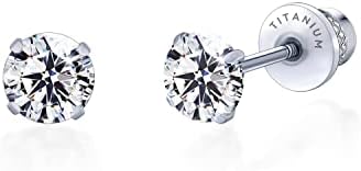 Limerencia Hypoallergenic G23 Implant Grade Titanium Screw Back Earrings Tragus 20G Helix F136 Piercing Post for Sensitive Ears Simulated Diamond Cartilage