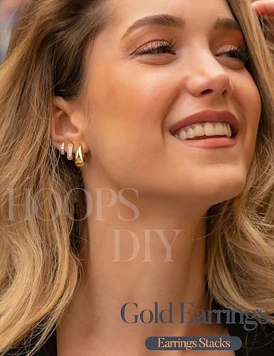 LOLIAS Small 14K Gold Plated Chunky Hoop Earrings For Women Hypoallergenic Silver Earrings Set For Sensitive Ears Non Tarnish Huggie Hoops Earring Stacks For Multiple Piercing Jewelry Lightweight 3Pairs