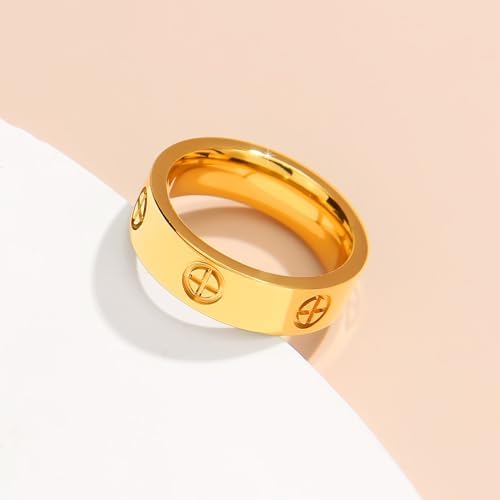 Love Friendship Gold Rings For Women:Wedding Band 18k Gold Ring Cubic Zirconia Stainless Steel Promise Ring Jewelry Birthday Gifts For Women Size 6-10