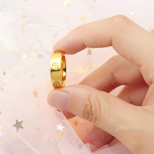 Love Friendship Gold Rings For Women:Wedding Band 18k Gold Ring Cubic Zirconia Stainless Steel Promise Ring Jewelry Birthday Gifts For Women Size 6-10