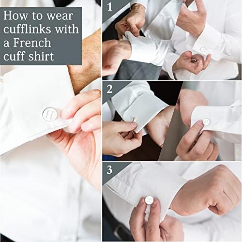 LOYALLOOK Stainless Steel Engraved Initial Cufflinks And Tie Clip Bar Set Alphabet Letter With Gift Box A-Z