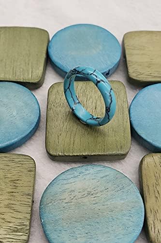 LTC Designs Genuine Turquoise-Colored Howlite Gemstone Banded Ring (Ring Sizes: 5.5 6 7 8 8.5)