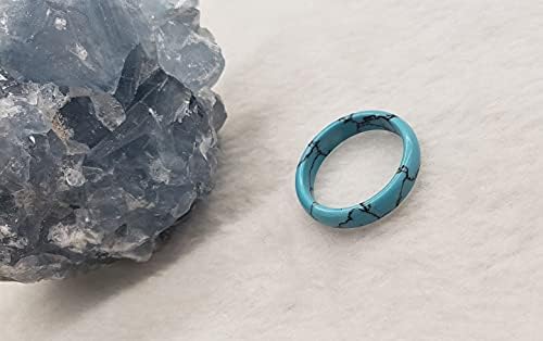 LTC Designs Genuine Turquoise-Colored Howlite Gemstone Banded Ring (Ring Sizes: 5.5 6 7 8 8.5)