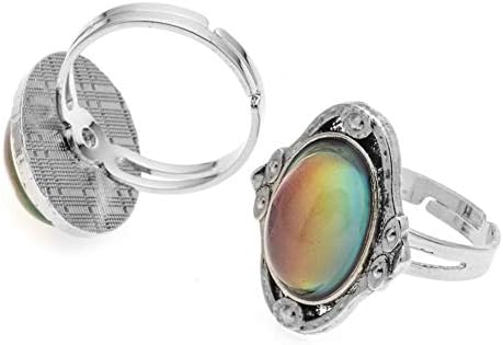 LUBINGSHINE 3Pcs Mood Ring Adjustable Size Original Oval Color Changing Ring Set Ring Jewelry
