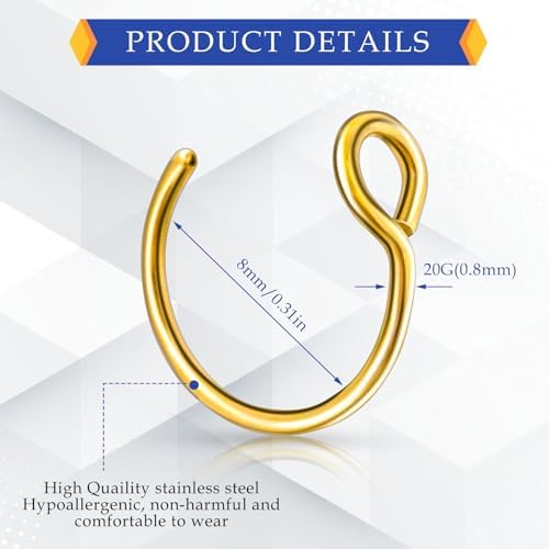 Lusofie Clip On Nose Ring - Fake Nose Rings For Women No Piercing Needed Faux Nose Hoop For Cartilage Trendy & Pain Free Nose Jewelry