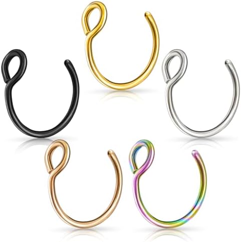 Lusofie Clip On Nose Ring - Fake Nose Rings for Women No Piercing Needed Faux Nose Hoop for Cartilage Trendy & Pain Free Nose Jewelry