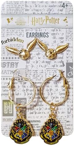 LUV HER Harry Potter Hypoallergenic Earrings for Girls Stud & Fishhook Drop Sets with Charms One Size Fits All Jewelry for Women Accessories Ages 4+