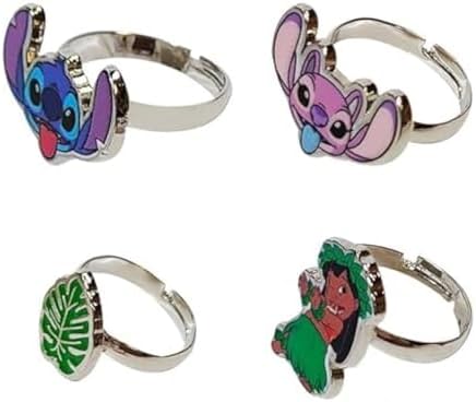 LUV HER Kids Jewelry: 4-Piece Adjustable Rings for Girls Ring Sets with metal charm Fashion Girls Jewelry Ages 4+