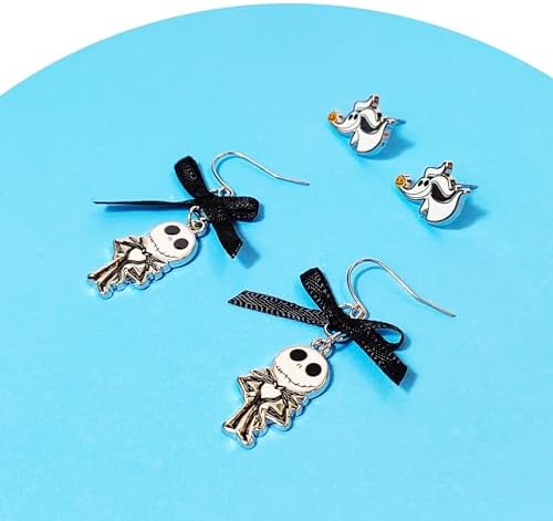 LUV HER The Nightmare Before Christmas Jewelry Hypoallergenic Earrings For Girls Stud Earrings & Fishhook Earring Sets With Charms One Size Fits All Gifts Age 4+