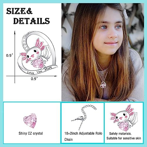 M&Ostyle Cute Axolotl Necklace For Girls Boys Crystal Pendant Necklaces Gifts Jewelry Gifts For Girls Daughter Boys Son Granddaughter Niece Birthday Christmas Graduation Gift