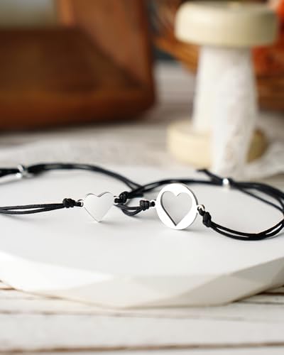 MANVEN Mother Daugther Bracelets Birthday Gifts For Mom Matching Heart Bracelet Christmas Jewelry Gifts For Mom Daughter