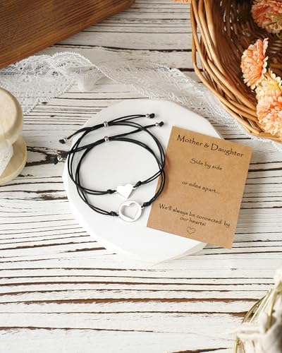 MANVEN Mother Daugther Bracelets Birthday Gifts For Mom Matching Heart Bracelet Christmas Jewelry Gifts For Mom Daughter