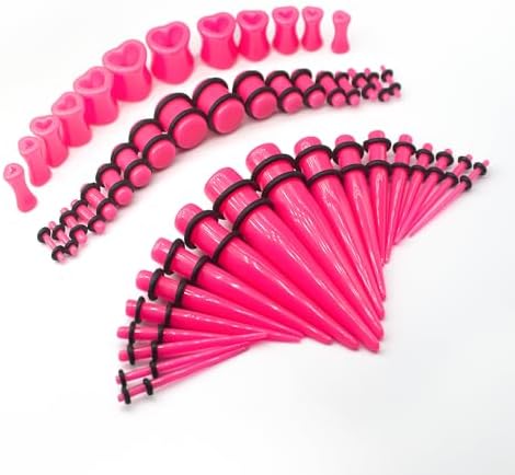 Marsrut 48 PCS Acrylic Gauge Kit Tapers Heart Tunnels Plug 14G-0000G Ear Stretching Set