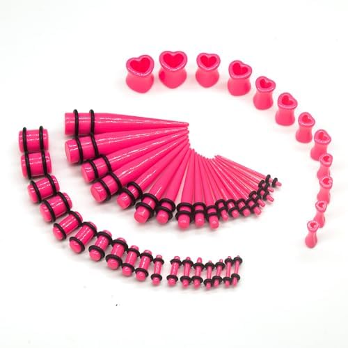 Marsrut 48 PCS Acrylic Gauge Kit Tapers Heart Tunnels Plug 14G-0000G Ear Stretching Set